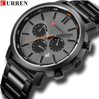 CURREN Casual Quartz Analog Mens Watch Fashion Sport Wristwatch Chronograph Stainless Steel band Male Clock Masculino