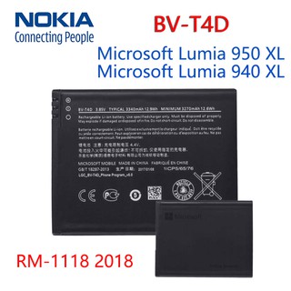 NOKIA แบตเตอรี่ Microsoft Lumia 950 XL Lumia 940 XL RM-1118 2018 BV-T4D 3340mAh