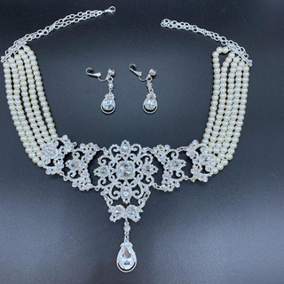 Thai jewellery ชุดเครื่องประดับสตรีไทย สร้อยมุกเงินประดับ jewelry set