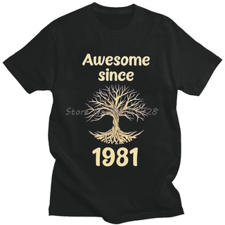 [S-5XL] เสื้อยืดแขนสั้น คอกลม ผ้าฝ้าย 100% พิมพ์ลายกราฟฟิค 40Th Tree Of Life 1981 ของขวัญวันเกิด สําหรับผู้ชาย