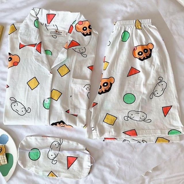 พร้อมส่ง-set-ชุดนอนคอปกแขนสั้น-ลายการ์ตูนน่ารัก-แถมผ้าปิดตา-ชุดนอนน่ารัก-ชุดนอน-snoopy-ชุดนอนเกาหลี