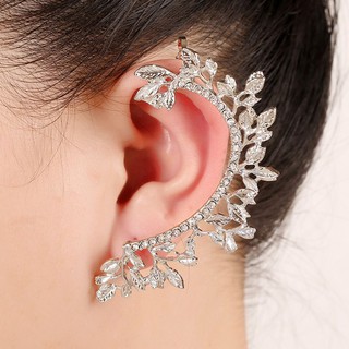 สินค้า ต่างหูแบบติดหูแฟชั่นสตรีรูปใบไม้ตกแต่งคริสตัล rhinestone