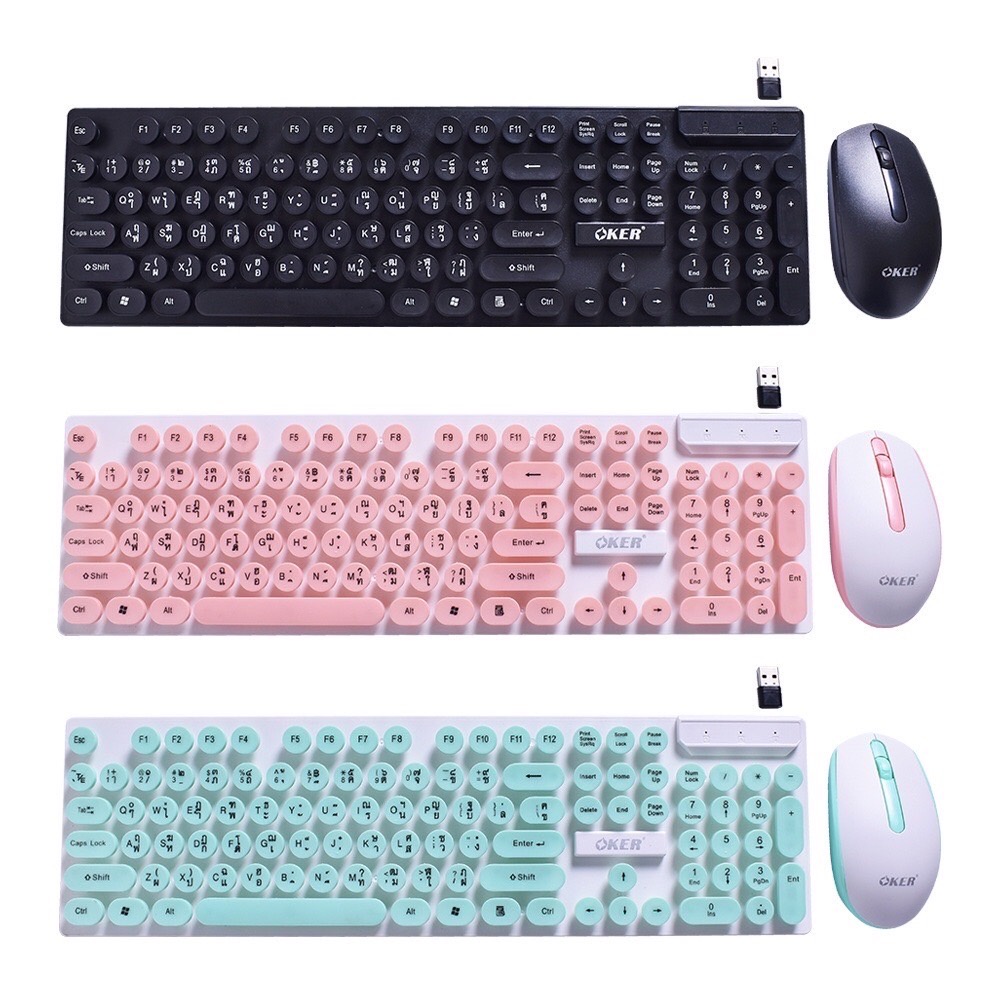 OKER wireless keybord+mouse +typec คีร์บอร์ทเม้าไร้สาย รุ่น k6500