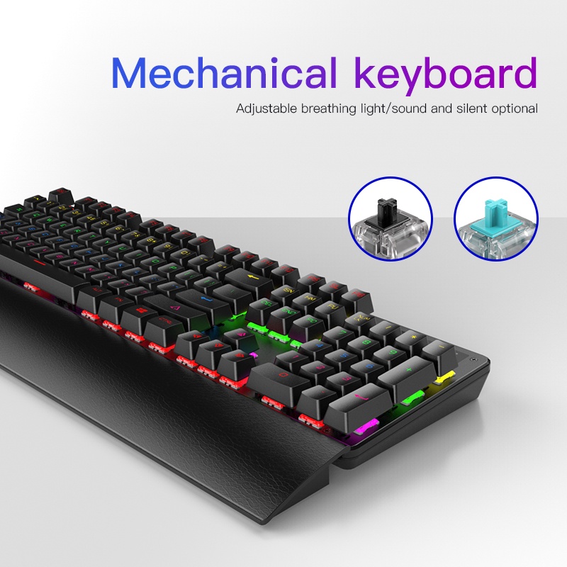 ภาพสินค้าLDD LED Gaming Mechanical Keyboard แล็ปท็อปในการเล่นเกมหรือทำงาน 104 Keys Backlit คีบอร์ดเกมมิ่ง blue switch จากร้าน ldd_3c.shop บน Shopee ภาพที่ 1