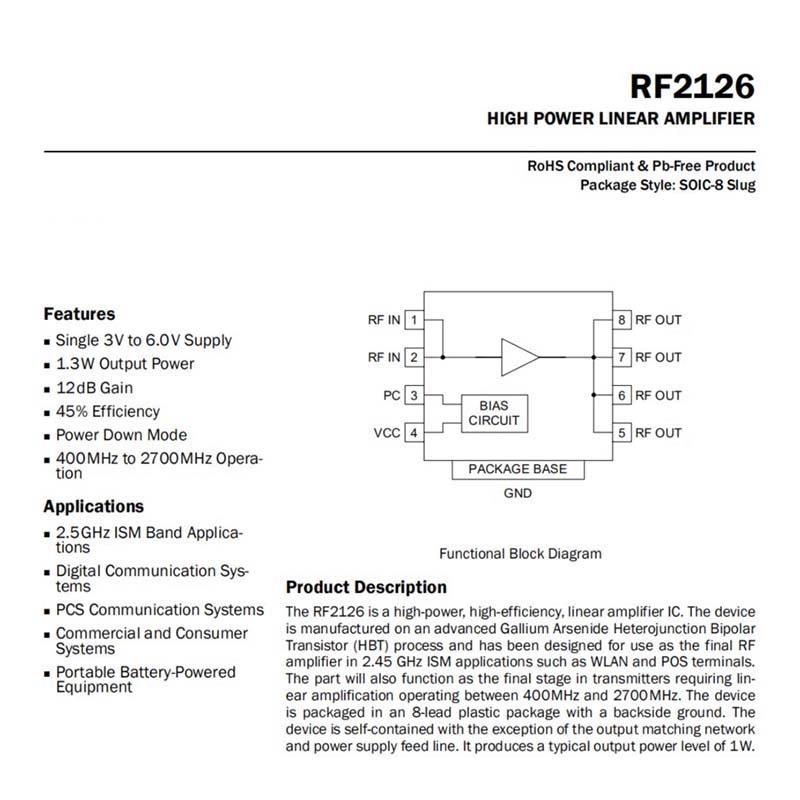 rf2126-400mhz-2700mhz-เครื่องขยายเสียงบรอดแบนด์-rf-2-4ghz-1w-สําหรับเครื่องขยายเสียงวิทยุบลูทูธ-ham-พร้อมฮีทซิงค์