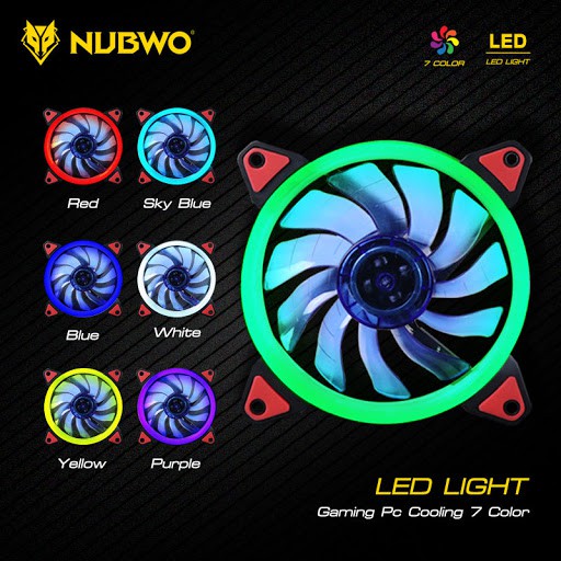 พัดลม ระบายความร้อน คอมพิวเตอร์ NUBWO ขนาด 12 cm รุ่น NFT-312 LED 7 สี ...