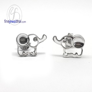 Finejewelthai ต่างหูช้าง-ต่างหูเงิน-เงินแท้ 925-ออกแบบพิเศษ-Silver-Design-Earring - E107700