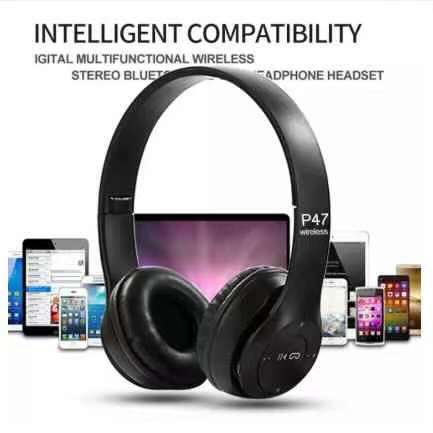ภาพหน้าปกสินค้าหูฟังบลูทูธไร้สาย P47 Wireless Headphonesชุดหูฟังสำหรับฟังเพลงเล่นเกมส์พร้อมไมโครโฟนในตัว หูฟังสเตอริโอเสียงเพราะเบสแน่น