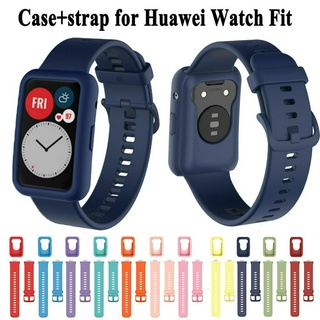 watch fit เคสนาฬิกาข้อมือ For Huawei watch fit กรณีป้องกัน พร้อมสายนาฬิกาข้อมือ Silicone strap for huawei watch fit นาฬิกาสมาร์ท