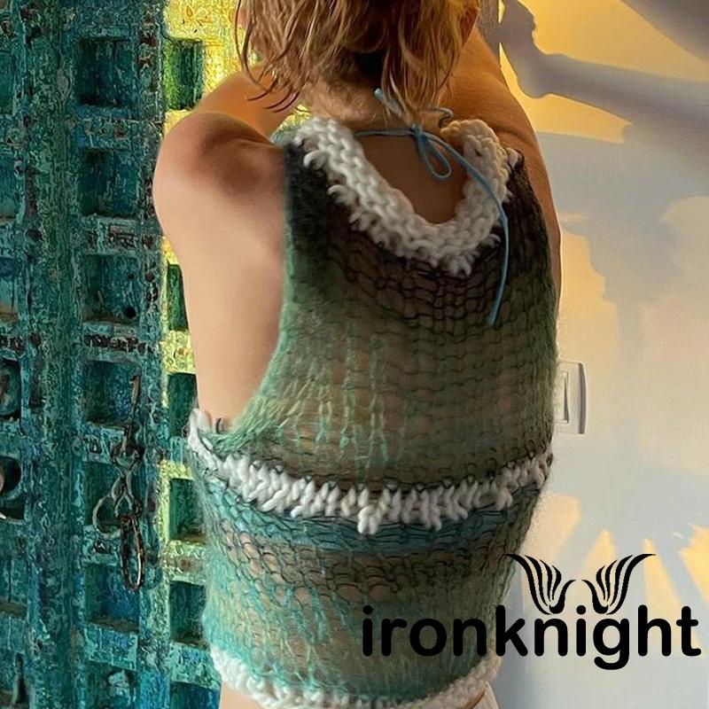 ภาพสินค้าKV 90s Vintage Patchwork Knitted Tank Top Y2K Women จากร้าน ironknightm1.th บน Shopee ภาพที่ 3