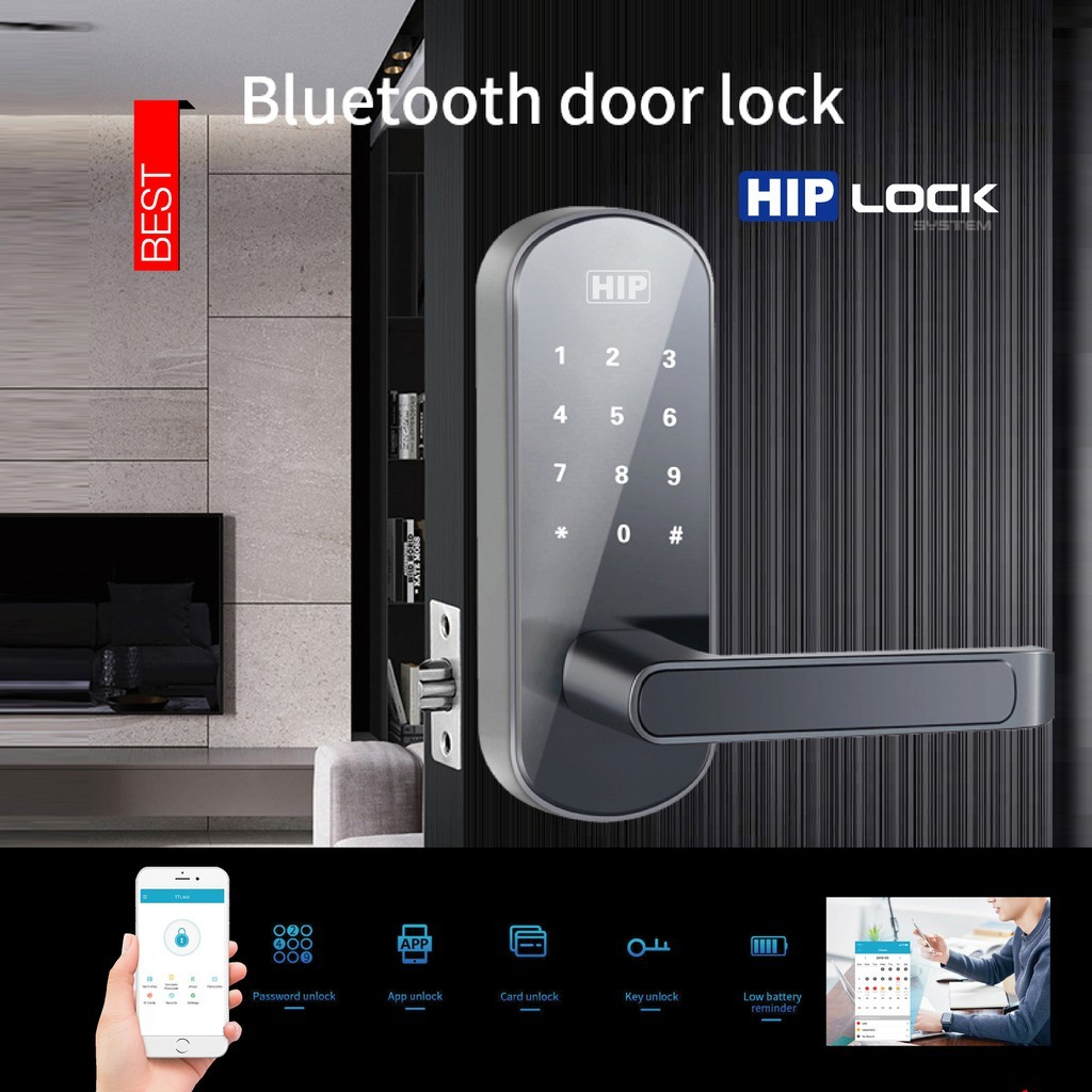 กลอนประตูดิจิตอล-smart-lock-hotel-lock-digitahip-lock-cm518-ควบคุมผ่านแอปพลิเคชัน-ติดตั้งง่าย