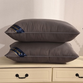 【บลูไดมอนด์】100% Cotton Pillow Bedroom Bed Sleep Cervical Pillow Middle-high Pillow Core Frosted Thickened Machine Wash