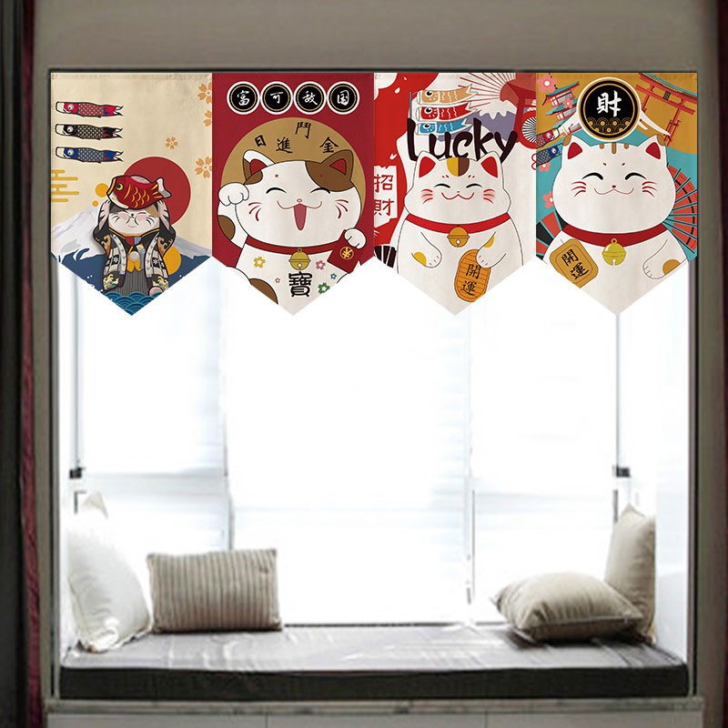 ม่านสไตล์ญี่ปุ่นสั้น-ผ้าม่าน-ฉากกั้น-ม่านประตูสามเหลี่ยม-ธงผ้าม่าน-ธงผ้าม่านห้องครัว-ตกแต่ง-ห้องนอน-ผ้าม่าน-ตีนตุ๊กแก