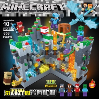 🔥พร้อมส่ง🔥เลโก้ Lego มายคราฟ MineCraft ชุด Sky Dragon Renzaima-682 858 ชิ้น เกรดพรีเมี่ยม ต่อไฟ LED ได้ สวยสุดๆเลยครับ❤