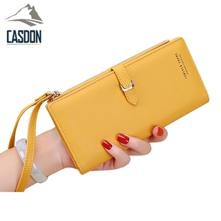 CASDON-พร้อมส่ง กระเป๋าสตางค์แฟชั่น มีสายคล้องข้อมือ มีช่องใส่บัตรเยอะ หนังพียูเกรดพรีเมียม รุ่น LN-9046