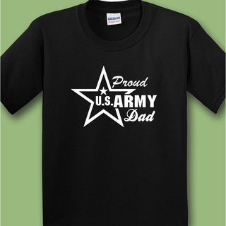 เสื้อยืดผู้ เสื้อยืด ผ้าฝ้าย 100% พิมพ์ลาย Proud Us Army Dad สไตล์เรียบง่าย ตลก S-5XL