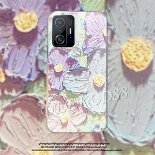 Ready Stock เคส Xiaomi Mi 11T / 11T Pro 5G Phone Case 2021 New TPU Softcase Shockproof Purple Painting Flowers Back Cover เคสโทรศัพท์ Xiaomi11T Mi11T Mi11TPro 11TPro Handphone Casing