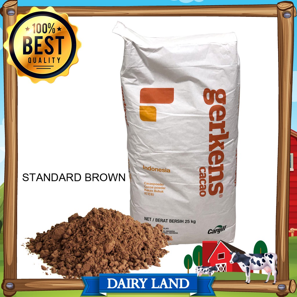ผงโกโก้แท้ 100% Gerkens สีน้ำตาลอ่อน ไขมัน 10-12% Cocoa Powder เบเกอรี่ ...