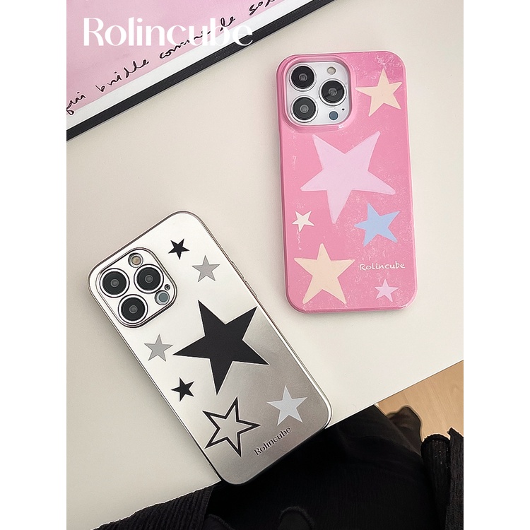 rolincube-star-case-เคสไอโฟนรูปดาวสีชมพูและเทา