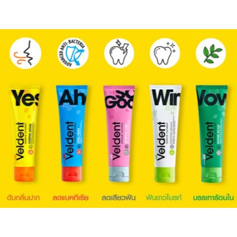 veldent-toothpaste-ยาสีฟัน-เวลเดนท์-ยาสีฟันบำรุงช่องปาก-มี-5-สูตร-ขนาด-120-g-ลดกลิ่นปาก-20514-20515-20516-24375-26329