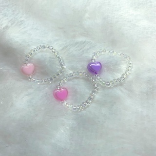 ꒰ “̮ ꒱ bead ring แหวนลูกปัดหัวใจ 💗 (พร้อมส่ง)