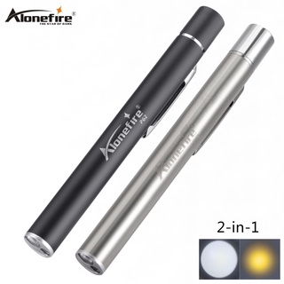 Alonefire P62 ไฟฉาย Led ขนาดเล็ก ปากกาชาร์จ Usb ไฟฉายตั้งแคมป์ สีขาว + สีเหลือง