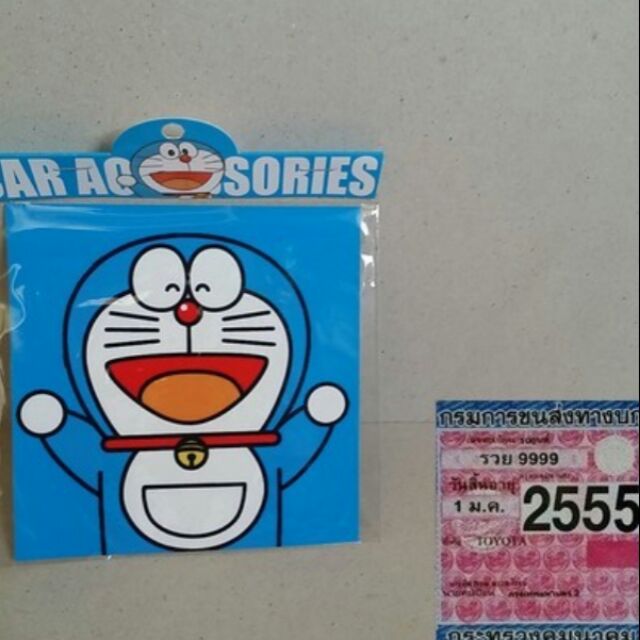 อุปกรณ์-แต่งรถ-แผ่นติด-พรบ-สูญญากาศ-ลาย-โดเรม่อน-doraemon