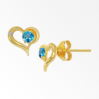 A.CEMI Blue Topaz-December Birthstone Stud Earring ต่างหูพลอยแท้ สวิสบลูโทพาสต่างหูเงินแท้ ชุบทอง 18K