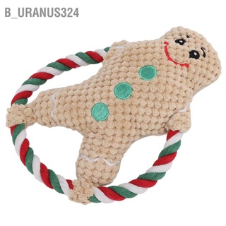 B_uranus324 Christmas Plush Dog Toy Interactive Pet Stuffed Chew with Cotton Rope for Small and Medium Sized Pets