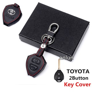 【Ready stock】เคสกุญแจรีโมทรถยนต์หนัง 2 ปุ่มสําหรับ toyota corolla altis vios yaris camry 2button