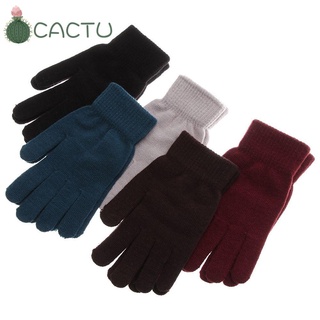 Cactu ถุงมือผ้าวูลถัก แบบเต็มนิ้ว ให้ความอบอุ่น หลากสีสัน เหมาะกับฤดูหนาว สําหรับผู้หญิง