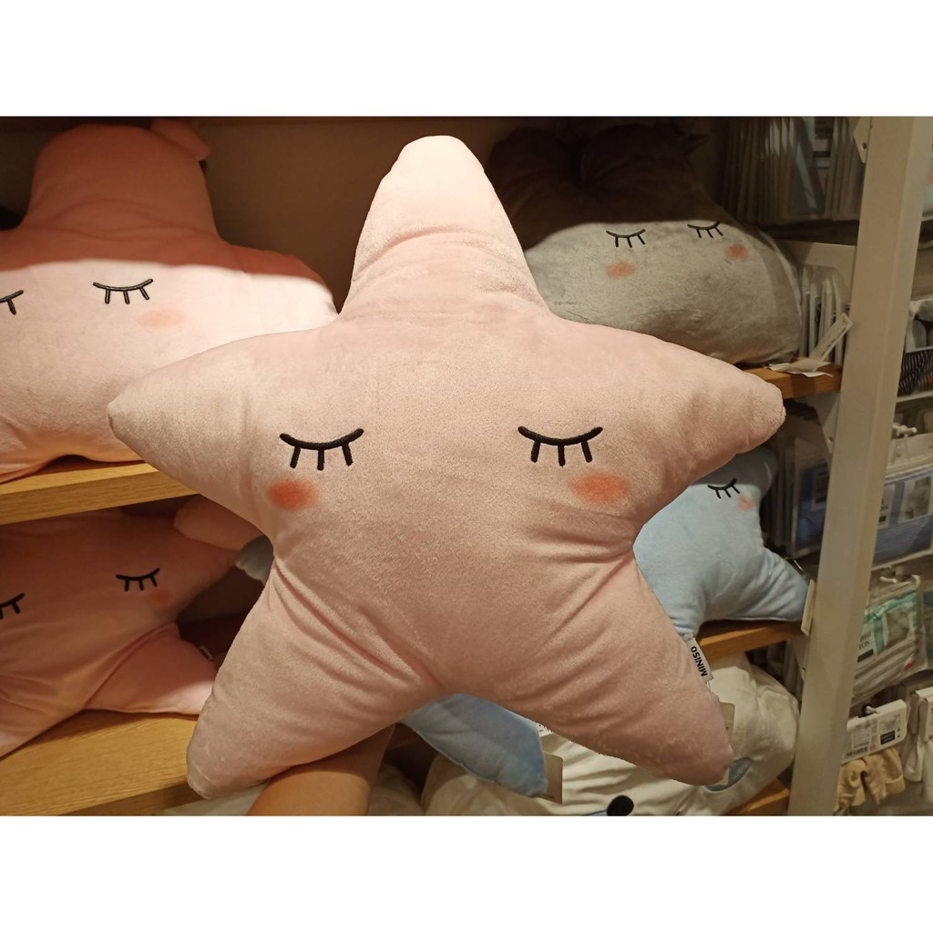 miniso-ตุ๊กตาหมอนรูปดาว-สีฟ้า-สีชมพู