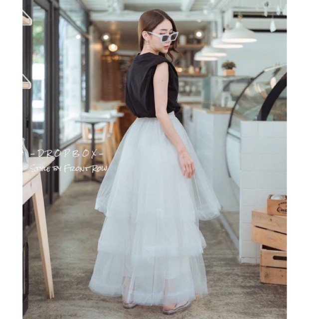 ทักก่อนสั่ง-กระโปรงตาข่ายแต่งระบายชั้น-เอวสม็อค-25-36-dropbox