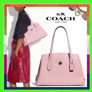 (ผ่อน0%) กระเป๋า COACH 88340 Lora Carryall สะพายไหล่ใบใหญ่ หนังวัวแท้ทั้งใบ สีชมพู ขนาด14 นิ้ว งานshop