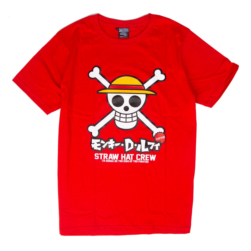 สินค้าลิขสิทธิ์แท้-พร้อมส่ง-เสื้อยืดคอกลม-สีแดง-วันพีซ-one-piece-t-shirt-no-214