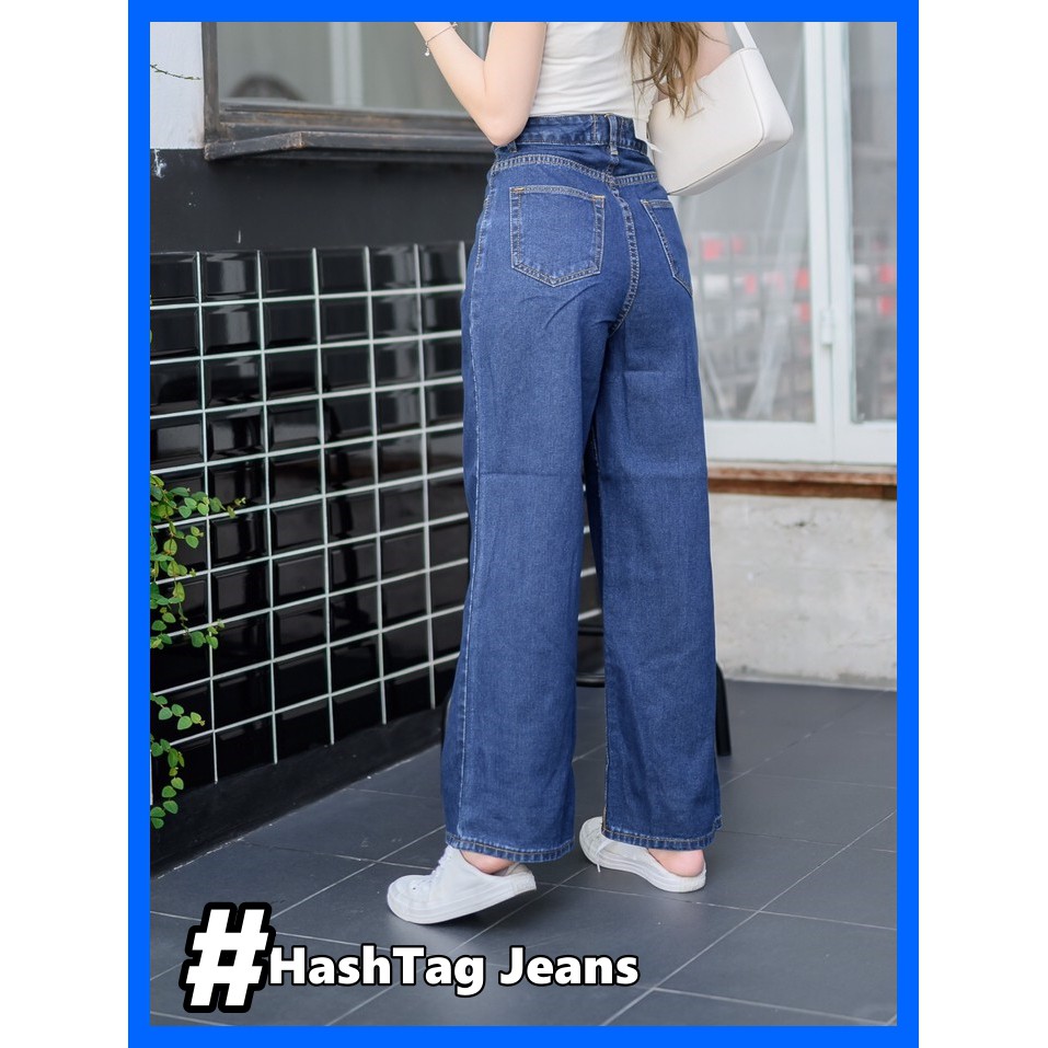 hashtag-jeans-กางเกงยีนส์ขายาว-กางเกงยีนส์ขาบาน-กางเกงยีนส์คุณภาพ-วินเทจขาบาน-ฟอกเข้มขัดหนวด-กางเกงยีนส์ผู้หญิง-has9265