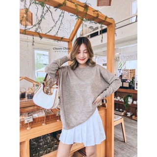 เสื้อไหมพรมผู้หญิงคอกลม โอเวอร์ไซส์ MUJI : Yak blend wool wide tunic #17000827869