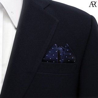 ANGELINO RUFOLO Pocket Square(ผ้าเช็ดหน้าสูท) ผ้าไหมทออิตาลี่คุณภาพเยี่ยม ดีไซน์ Spot สีกรมท่า/ฟ้า/เลือดหมู