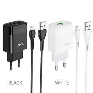 C72Q Glorious QC3.0 wall charger, single USB, 18W output, EU plug, set with cable for Micro-USB / Type-C, support for QC