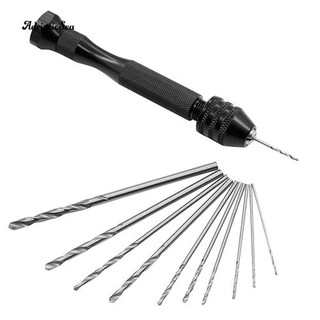 New+High Speed Steel Hand Drill with Keyless Chuck 10 Twist Drills Rotary Tool