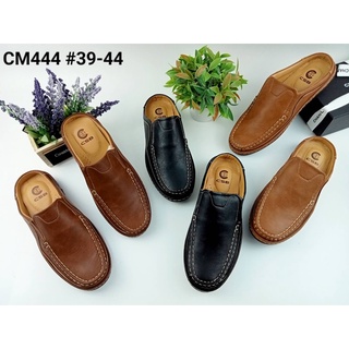 ราคาCM444รองเท้าหนังเปิดส้นกึ่งลำลองผู้ชายพื้นหนามี3สีไซส์39-44