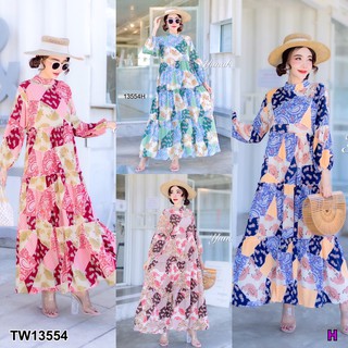 **แชทถามสต๊อกก่อนโอนนะคะ**ติดตามร้านลด 20บ.TW13554 Maxi Dress เดรสยาว แขนยาวทรงอิสเบลล่าจ้าา งานสวย