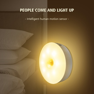 โคมไฟกลางคืน LED เซนเซอร์ตรวจจับการเคลื่อนไหว PIR แบบชาร์จ USB หรี่แสงได้ สําหรับห้องนอน ห้องครัว ตู้เสื้อผ้า