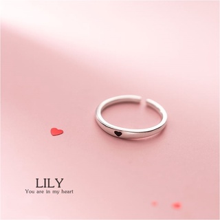 s925 Lily ring แหวนเงินแท้ รูปหัวใจเล็ก ๆ น่ารัก ดูเรียบง่าย ใส่สบาย เป็นมิตรกับผิว สามารถปรับขนาดได้