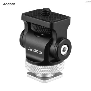 Andoer อะแดปเตอร์เมาท์ขยายหัวกล้องหมุนได้ 360 พร้อมไมโครโฟน 1/4 นิ้วสําหรับติดไมโครโฟน