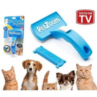 แปรงหวีขน สำหรับ สุนัขและแมว (สีฟ้า) PetZoom Self Cleaning Grooming Brush T0219