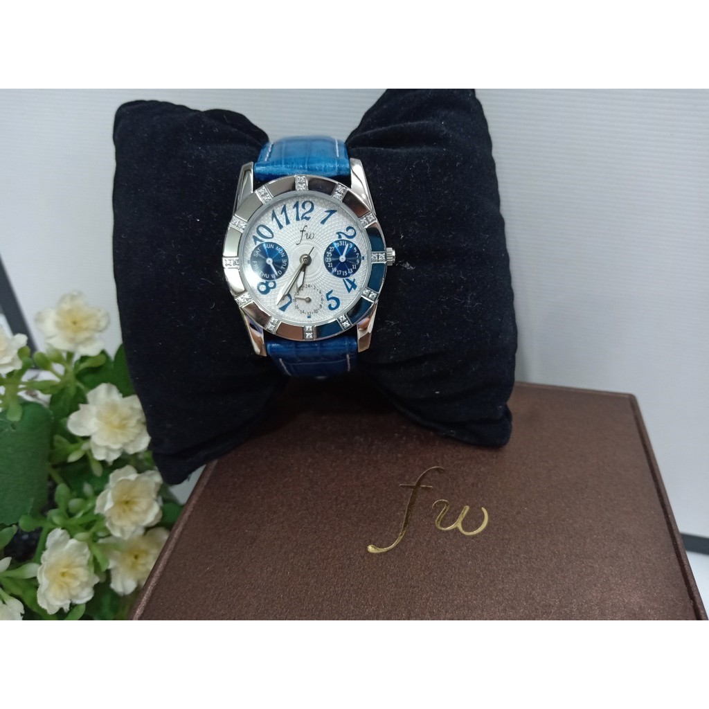 พร้อมส่ง-ida-watch-marina-blue-จากญี่ปุ่น-มือสอง-นาฬิกาข้อมือสายหนังสีน้ำเงิน