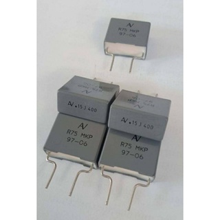 0.15UF 400V 154J 150NF C150นาโน (แพ็ค4ตัว) คาปาซิเตอร์ ขางอ 15มิลสีเทา MKP Cเกรดดี Capacitor โพลีเอสเตอร์