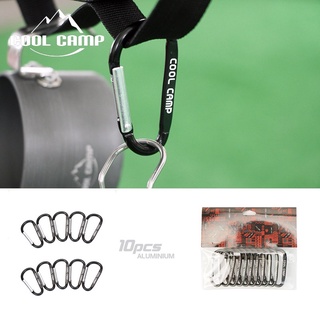 ภาพขนาดย่อของสินค้าOutdoor camping D-shaped buckle อลูมิเนียม carabiner แขวนอุปกรณ์ตั้งแคมป์ แพ็ค 10ชิ้น