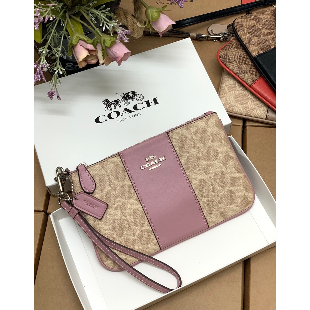 แท้-coach-small-wristlet-in-colorblock-signature